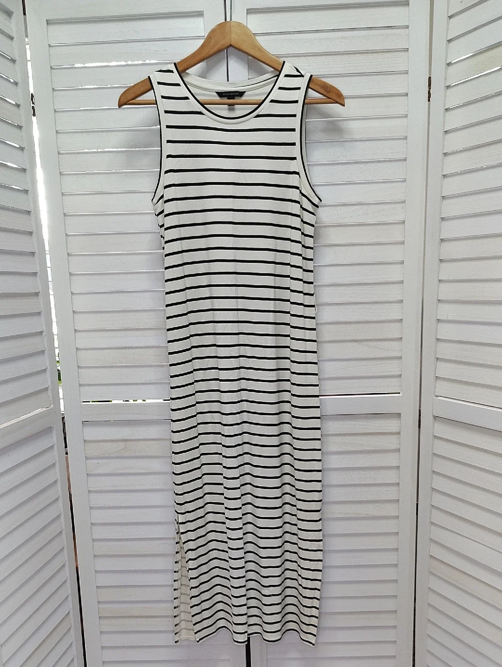 Banana Republic Black & White Striped Sleeveless Maxi Dress - Picture 2 of 8